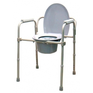 Cadeira com sanita | Elevador regulável em altura | Apoio de braços e enconsto regulável em altura