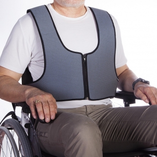 Arnês colete de fixação para cadeira de rodas | Com zíper | 3 tamanhos | Cinza