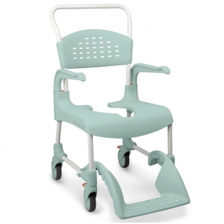 Cadeira de banho com sanita | Apoios de braço e apoio para os pés | Com rodas | Várias alturas | CLEAN
