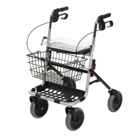 Andarilho rollator para caminhar | Dobrável | Com assento | Travões por cabo integrado| Quatro rodas | Banjo