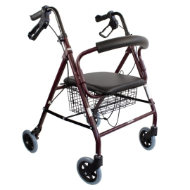 Andarilho para idosos | Dobrável | Travões nas manetes | 4 rodas | Assento e encosto| Burdô | TURIA | Clinicalfy