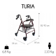 Andarilho para idosos | Dobrável | Travões nas manetes | 4 rodas | Assento e encosto| Burdô | TURIA | Clinicalfy - Foto 4