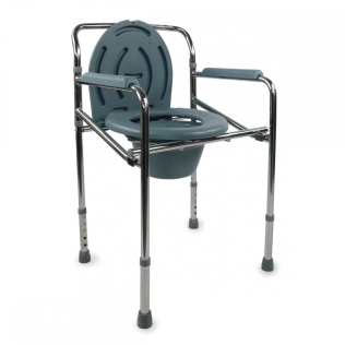 Cadeira de sanitária| Com tampa | Regulável em altura | Apoia braços | Aço cromado | Puente | Mobiclinic