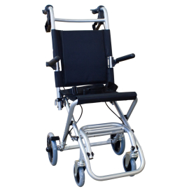 Cadeira de rodas alumínio | Dobrável | Rodas pequenas | Travões de alavanca | Preto | Neptuno | Mobiclinic
