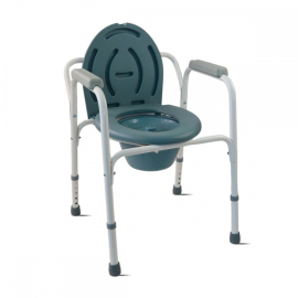 Cadeira com WC | Com tampa anti-derrapante e apoios de braços almofadados | Aço cromado | Branco | Arroyo | Mobiclinic