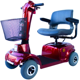 Scooter mobilidade reduzida | Auton. 34 km | Assento giratório e dobrável | 12V | Bordô | Piscis | Mobiclinic