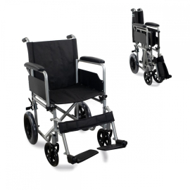 Cadeira de rodas dobrável | Rodas traseiras pequenas removíveis | Largura 46 cm | Cinza | Marsella | Mobiclinic