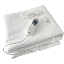 Cobertor individual | Elétrico | 3 níveis de temperatura | Desligamento automático | Lavável | 150 × 80cm | Branco | Mobiclinic