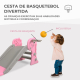 Escorrega infantil | Dobrável | Inclui cesto e bola | Bordas arredondadas | Degraus antiderrapantes | Máx. 35kg | Rosa | Dino - Foto 4