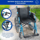 Cadeira de rodas dobrável | Alumínio | Encosto dividido | Apoios de braços dobráveis | Azul | Bolonia | Mobiclinic - Foto 6