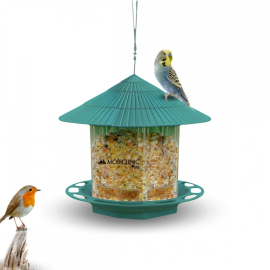 Alimentador de pássaros | Silvestres | 1,2 L | Exterior | 20 x 22 x 20 | Jardim | Pendurado | Pardais | Pico | Mobiclinic