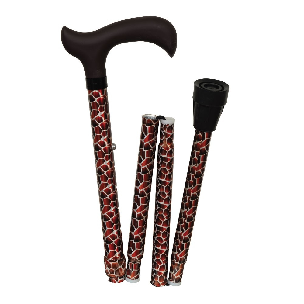 Bengala de caminhada, muleta, alumínio, dobrável, estampado girafa (Herdegen)