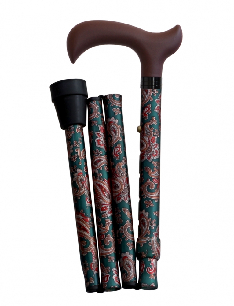 Bengala de caminhada, muleta, alumínio, dobrável, verde cashmere (Herdegen)