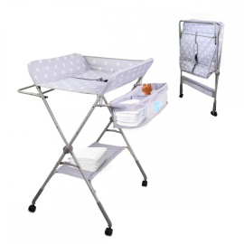 Przewijak dla niemowląt | Regulowana wysokość | Kółka z hamulcem | Pasy bezpieczeństwa | Składany | Zoey | Mobiclinic