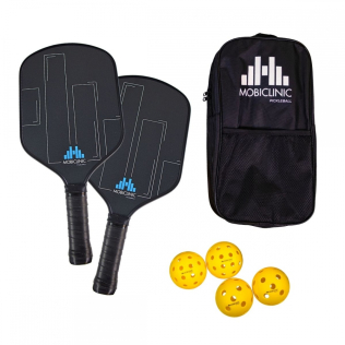 Conjunto de Pickleball | 2 Raquetes de Fibra de Vidro | 4 Bolas | Bolsa de Transporte | Punho Antiderrapante| Mobiclinic