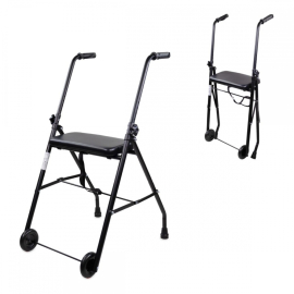 Andador para idosos | Dobrável | Assento | 2 rodas | Preto | Emérita | Mobiclinic