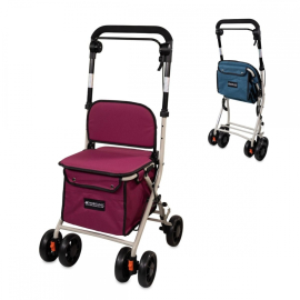 Carrinho de compras | 4 rodas | Até 120 kg | Dobrável | Com bolsa | Sistema de freio | Fúcsia| Coliseu | Mobiclinic