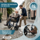 Cadeira de transporte | Dobrável | Apoio para os pés removível | Freio nas alças e rodas | Aço | Nápoles | Mobiclinic - Foto 7