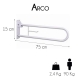 Vikbar badrumsstång | Pappershållare | Dubbel säkerhetsstång | Arco | Mobiclinic - Foto 1