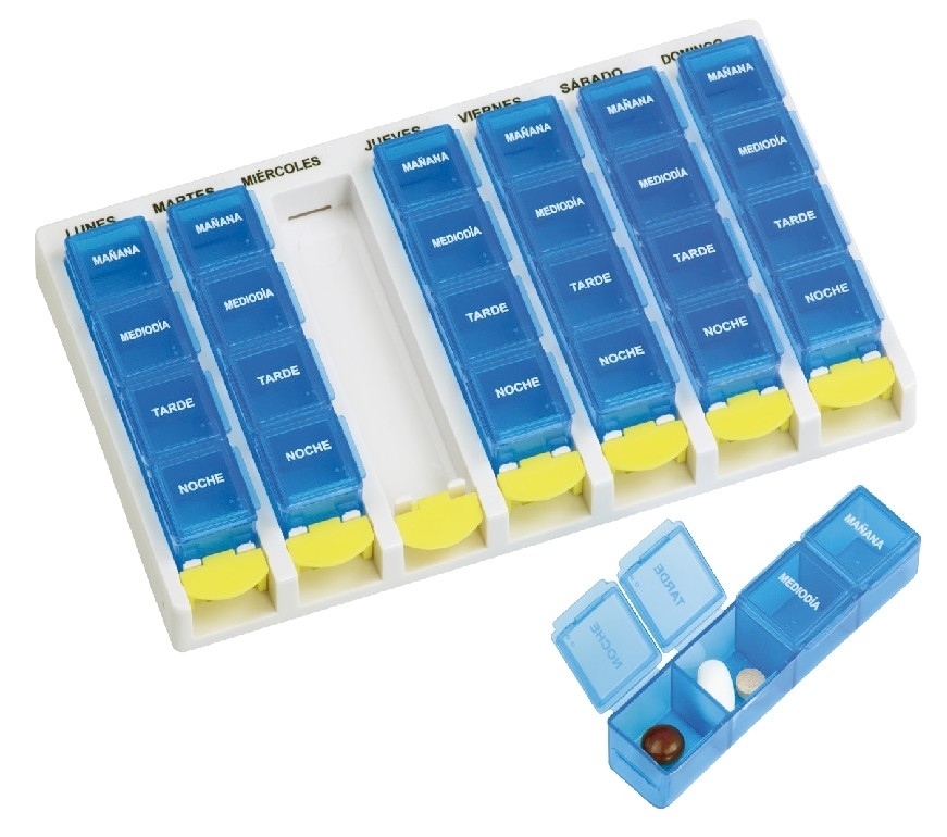 Veckovis pillbox, 4 doser dagligen