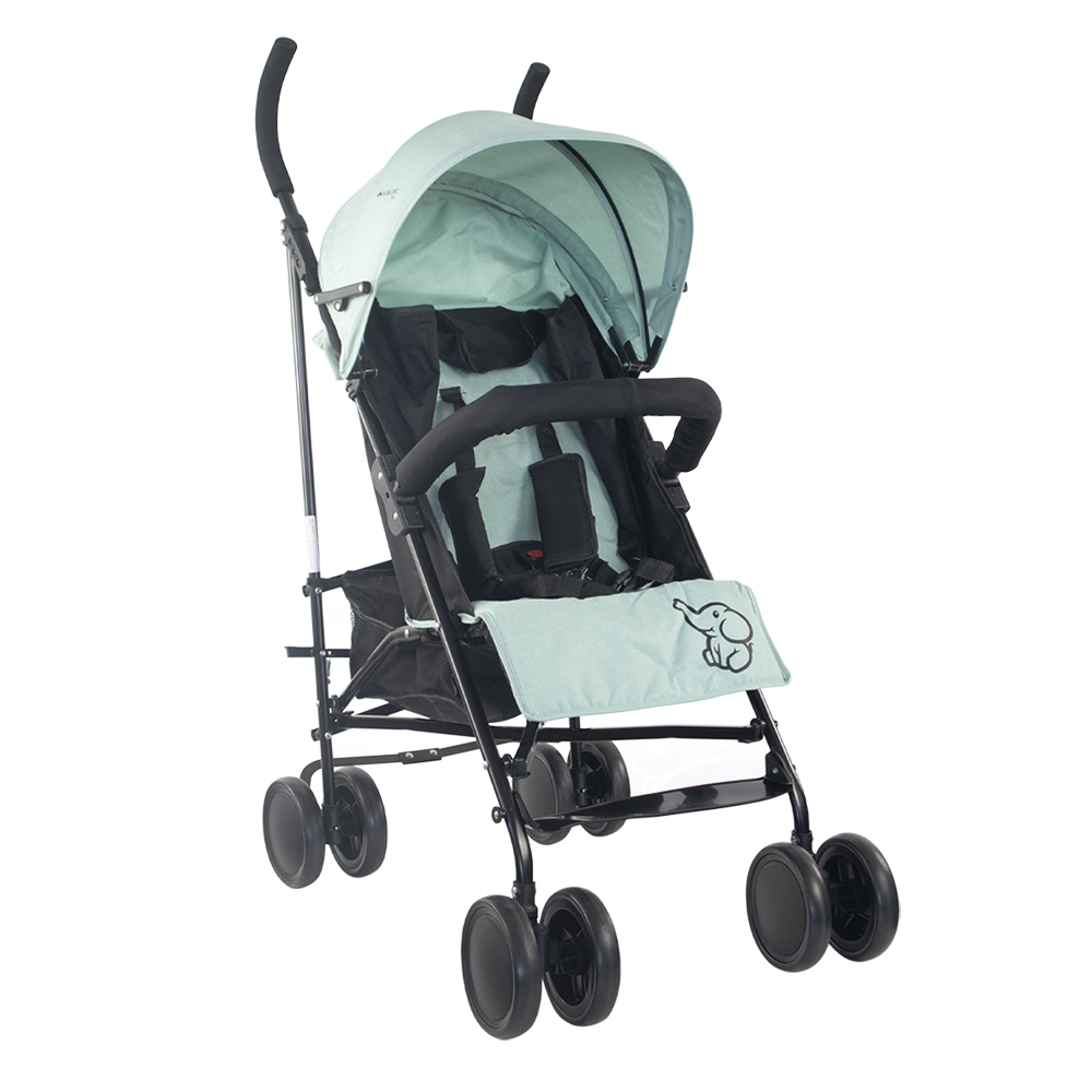 Fällbar barnvagn för bebisar, liggande ryggstöd, avtagbara hjul, max, 15 kg, xl korg, elefant, mobiclinic