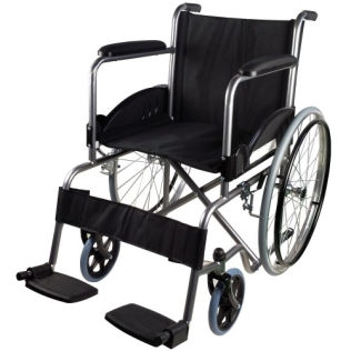 Hopfällbar rullstol | Självgående | Lätt | 44 cm sits | Svart | Valencia | Clinicalfy