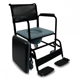 Pottstol | Med lock | Fällbart fotstöd och avtagbara armstöd | Hjul | Svart | Båt | Mobiclinic