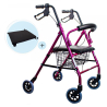 Pack Escorial Plus | Fällbar rollator | Rosa | Bromsar på spakar | Antidecubitus kudde | Viskoelastisk | Mobiclinic