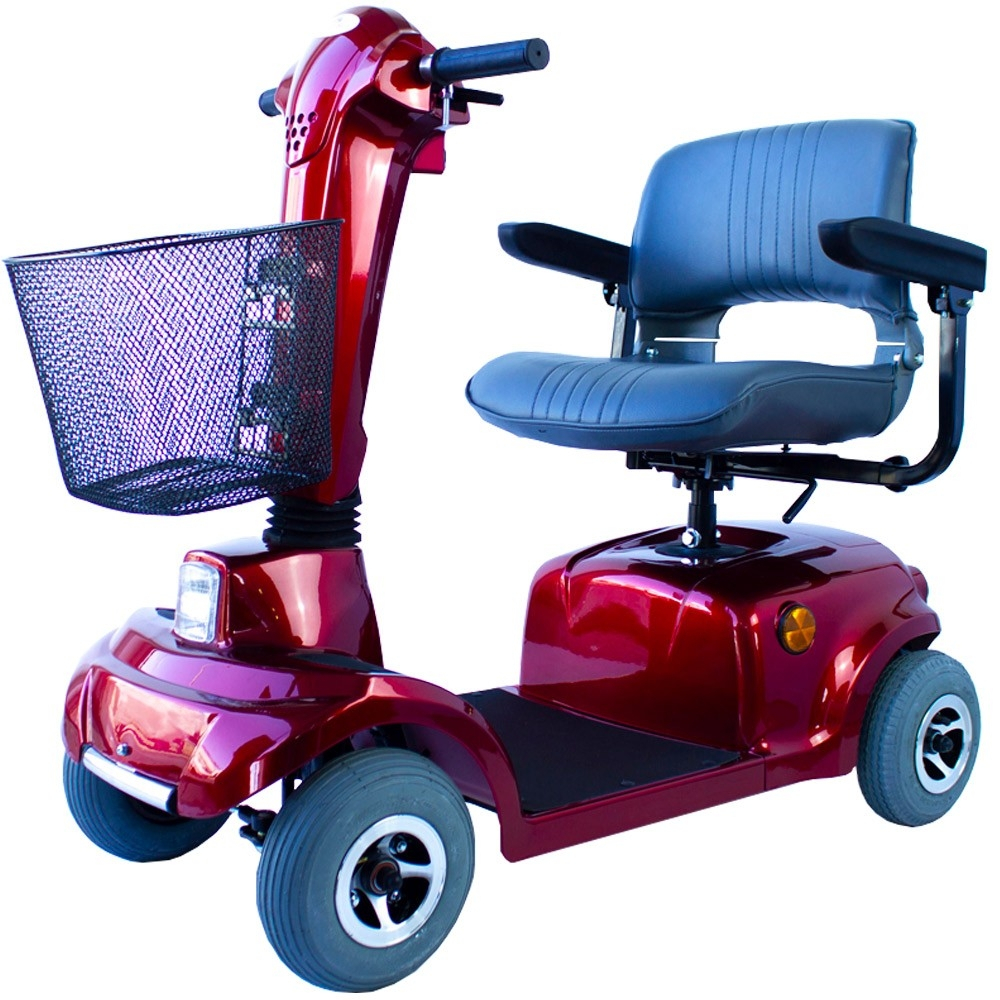 Handikappad elektrisk skoter, auton, 34 km, vridbar och fällbar sits, 12v, bordeaux, fiskar, mobiclinic