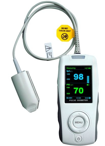 Mobiclinic, handhållen pulsoximeter, pletysmografisk våg, med vuxensensor