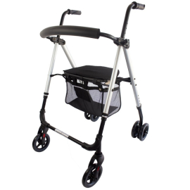 Vikbar walker | aluminium | Sits och rygg | Bromstryck | 4 Wheel | Premium | Dehesa | Mobiclinic