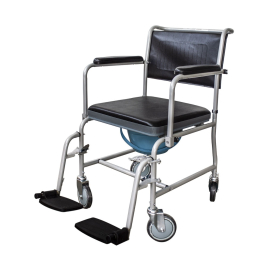 Toalett stol med hjul | Folding armstöd | Löstagbara fotstöd | grå | ankare | Mobiclinic