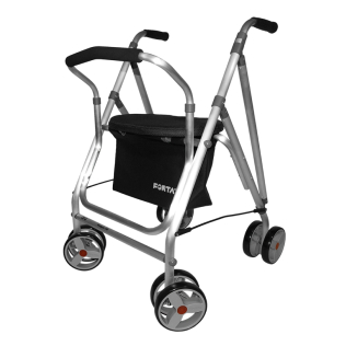 Walker med sits | Aluminium | 4 hjul | Svart | Kanguro HD | FORTA