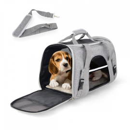 Bärväska för husdjur | Vikbar | 48x25x30 cm | Ventilation | Vagnrem | Dubbelt handtag | Bronco | Mobiclinic