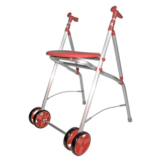 Rollator med hjul | Fällbar | Aluminium | Sittplats | Korall | ARA-C | Forta