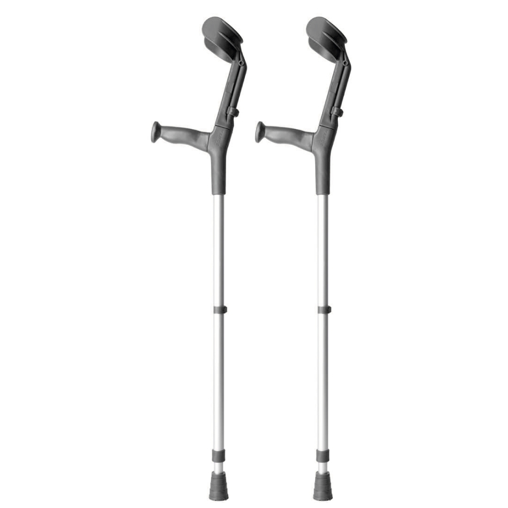 Förpackning med 2 kryckor, aluminium, bi-justerbar, svart, bcr, forta (Forta)