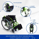 Fällbar rullstol | Aluminium | Delat ryggstöd | Fällbara armstöd | Grön | Bolonia | Mobiclinic - Foto 2