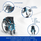 Pack Bolonia Plus | Hopfällbar rullstol | Blå | Aluminium | Antidecubitus kudde | Viskoelastisk | Mobiclinic - Foto 7
