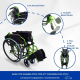 Pack Bolonia Plus | Hopfällbar rullstol | Grön | Aluminium | Antidecubitus kudde | Viskoelastisk | Mobiclinic - Foto 7