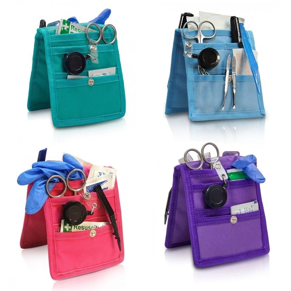 Pack 4 salvabolsillos sjuksköterska klänning eller pyjamas, lila, rosa, blått och grönt, keens, elite bags