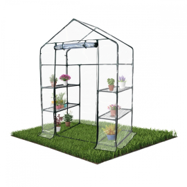 Växthus med hyllor | Rulldörr | Säker fixering | Vattentät | PVC | 143x73x195 cm | Hemodla | Mobiclinic