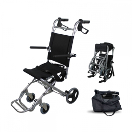 Rullstol för transit | Säte 34 cm | Fällbar | Aluminium | Bromsar på spakar | Svart | Jupiter | Clinicalfy