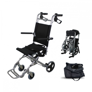 Rullstol för transit | Säte 34 cm | Fällbar | Aluminium | Bromsar på spakar | Svart | Jupiter | Clinicalfy