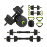 Par med 20 kg hantlar | Justerbara | 4 i 1 | Kettlebell-tillbehör | Kopplingsstång | Bärbar | Mobimax | Mobiclinic