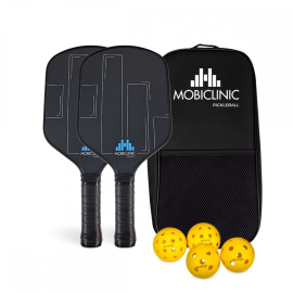 Pickleball-set | 2 glasfiberracketar | 4 bollar | Bärväska | Halkfritt grepp | Mobilall | Mobiclinic