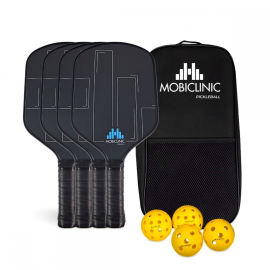 Pickleball-set | 4 glasfiberracketar | 4 bollar | Bärväska | Halkfritt grepp | Mobilall | Mobiclinic