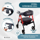 Bariatrisk rollator | Hopfällbar | Upp till 204 kg | Förstärkt aluminium | Bromsar | 360º hjul | Korg | Madeira | Mobiclinic - Foto 7