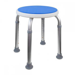 Badrumspall | Höjdjusterbar | Max 100 kg | EVA-kudde | Halkfria toppar | Aluminium | Foco | Mobiclinic